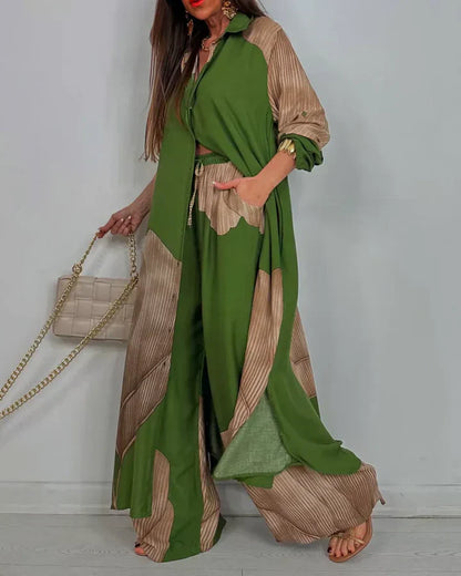 Women's Two Piece Outfit Cropped Wide Leg Pants