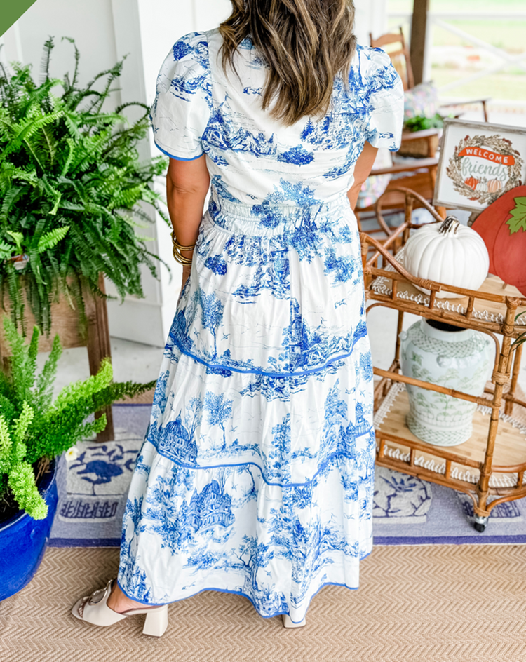 Women's Maxi Toile Print Tiered Dress