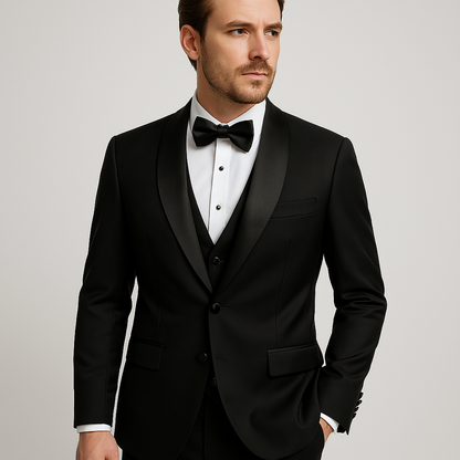 Men's Slim Fit 3-Piece Suit Set Formal Black - Vonnera