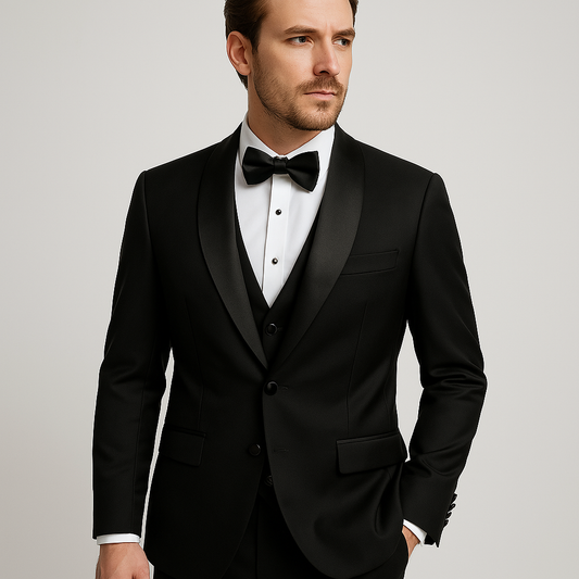 Men's Slim Fit 3-Piece Suit Set Formal Black - Vonnera