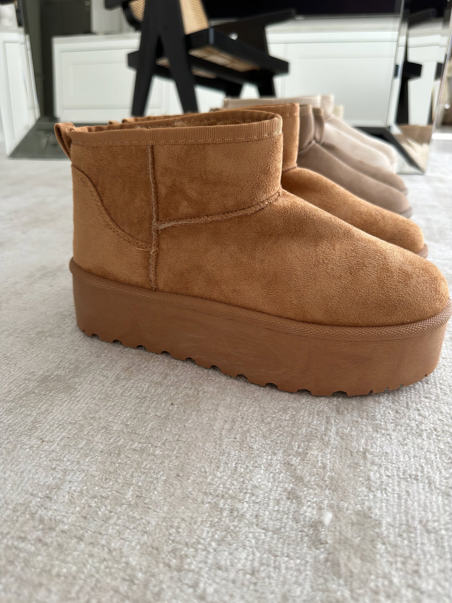 Women's Low Ankle Platform Boots Slip On