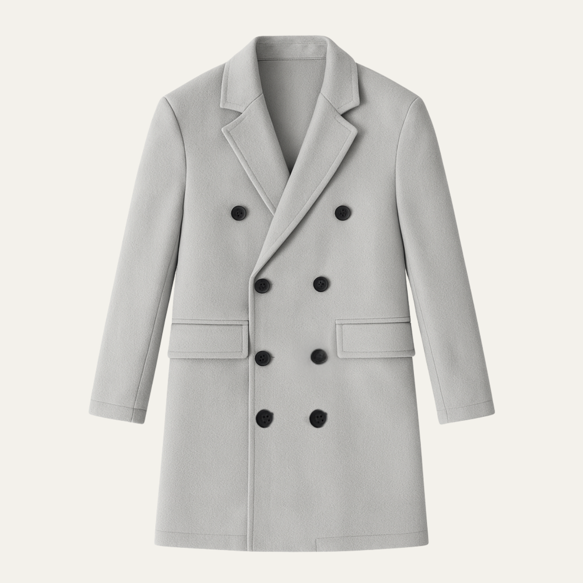 Men's Wool Double Breasted Long Coat - Vonnera