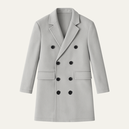 Men's Wool Double Breasted Long Coat - Vonnera