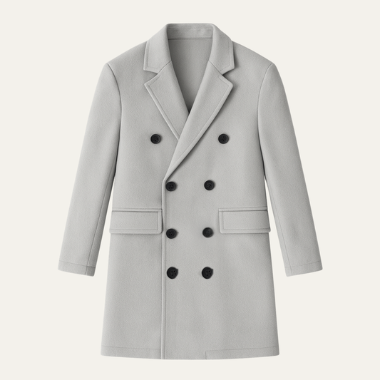 Men's Wool Double Breasted Long Coat - Vonnera