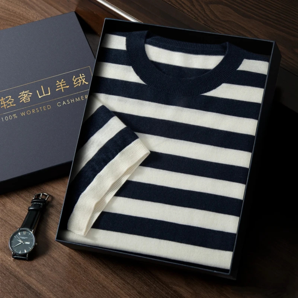 Men's Striped Cashmere Knit T Shirt