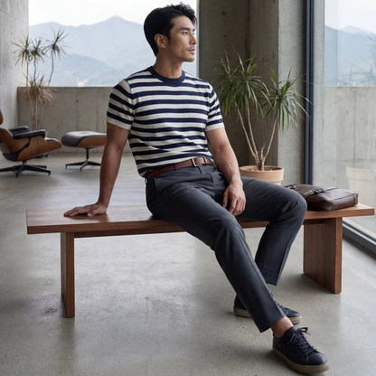 Men's Striped Cashmere Knit T Shirt