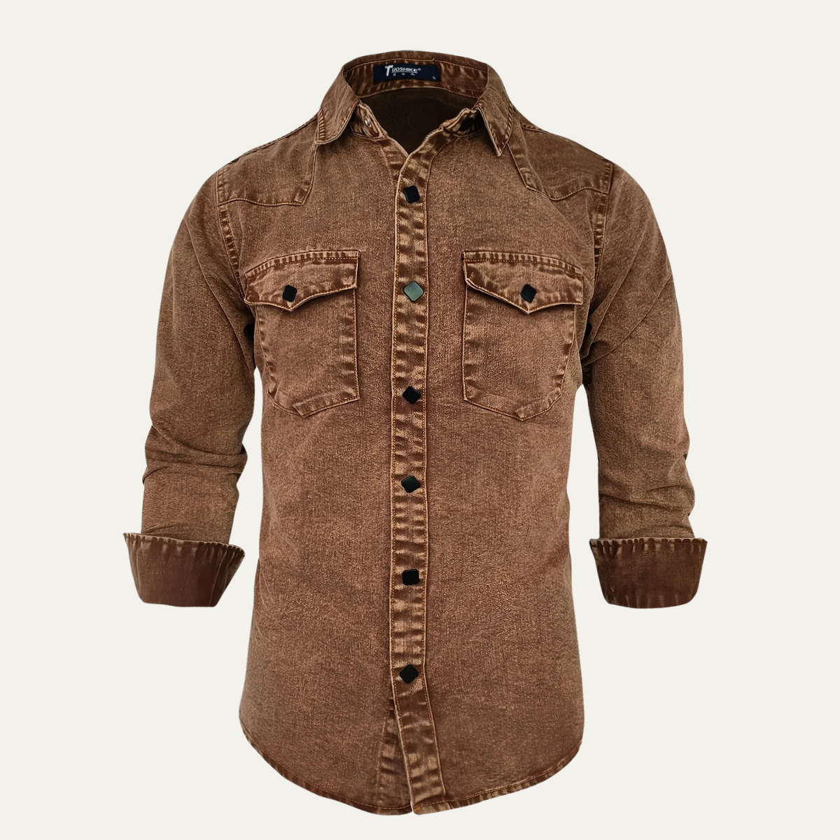 Men's Denim Shirt Brown Vintage Washed - Vonnera