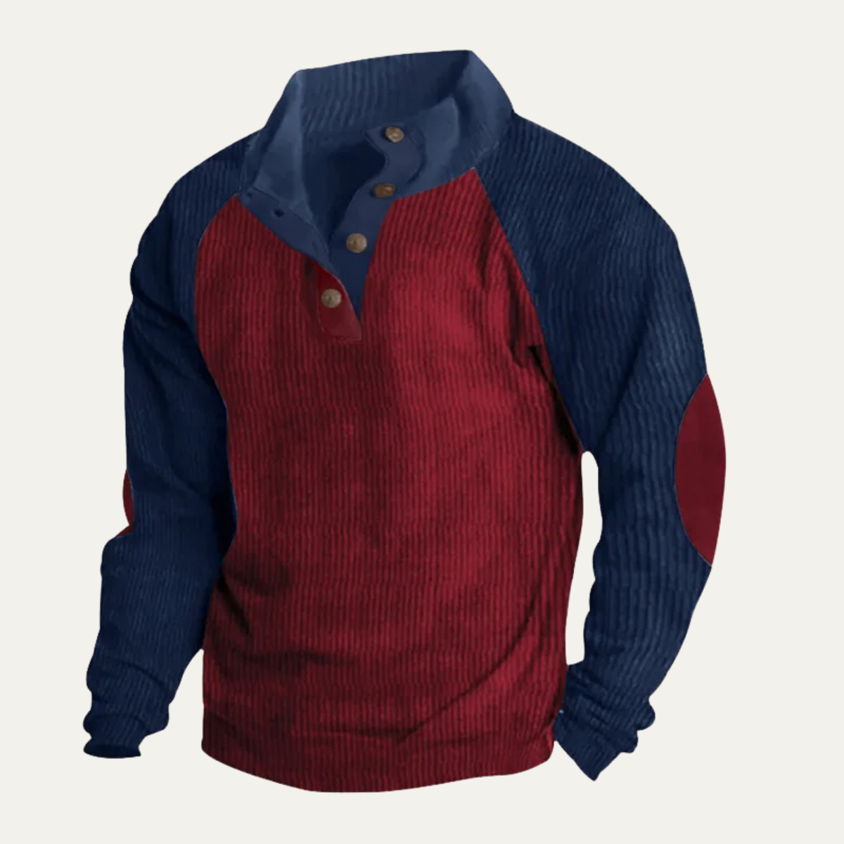 Men's Corduroy Sweater Colorblock Stand Collar