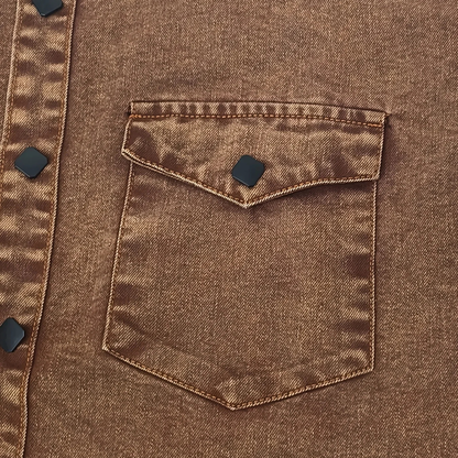 Men's Denim Shirt Brown Vintage Washed