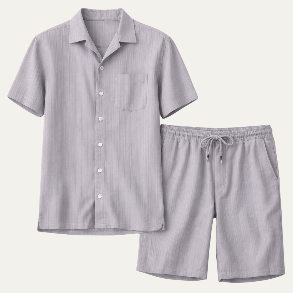 Men's Breathable Casual Shirt And Shorts Set - Vonnera