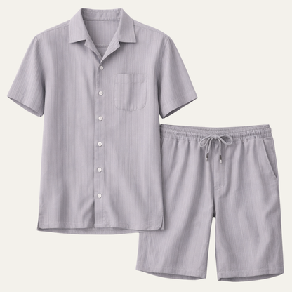 Men's Breathable Casual Shirt And Shorts Set - Vonnera