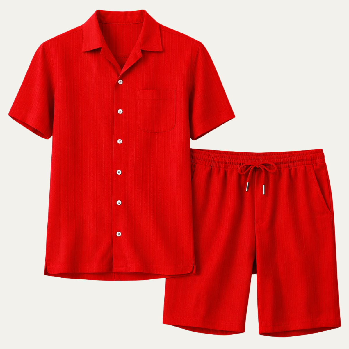 Mens Breathable Summer Shirt And Shorts Set - Vonnera