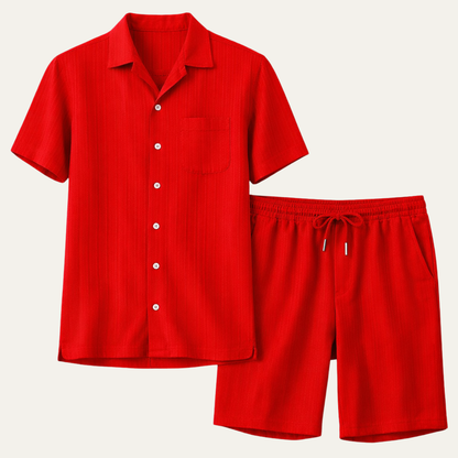 Mens Breathable Summer Shirt And Shorts Set - Vonnera