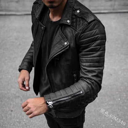 Douglas Men's Leather Biker Jacket - Vonnera