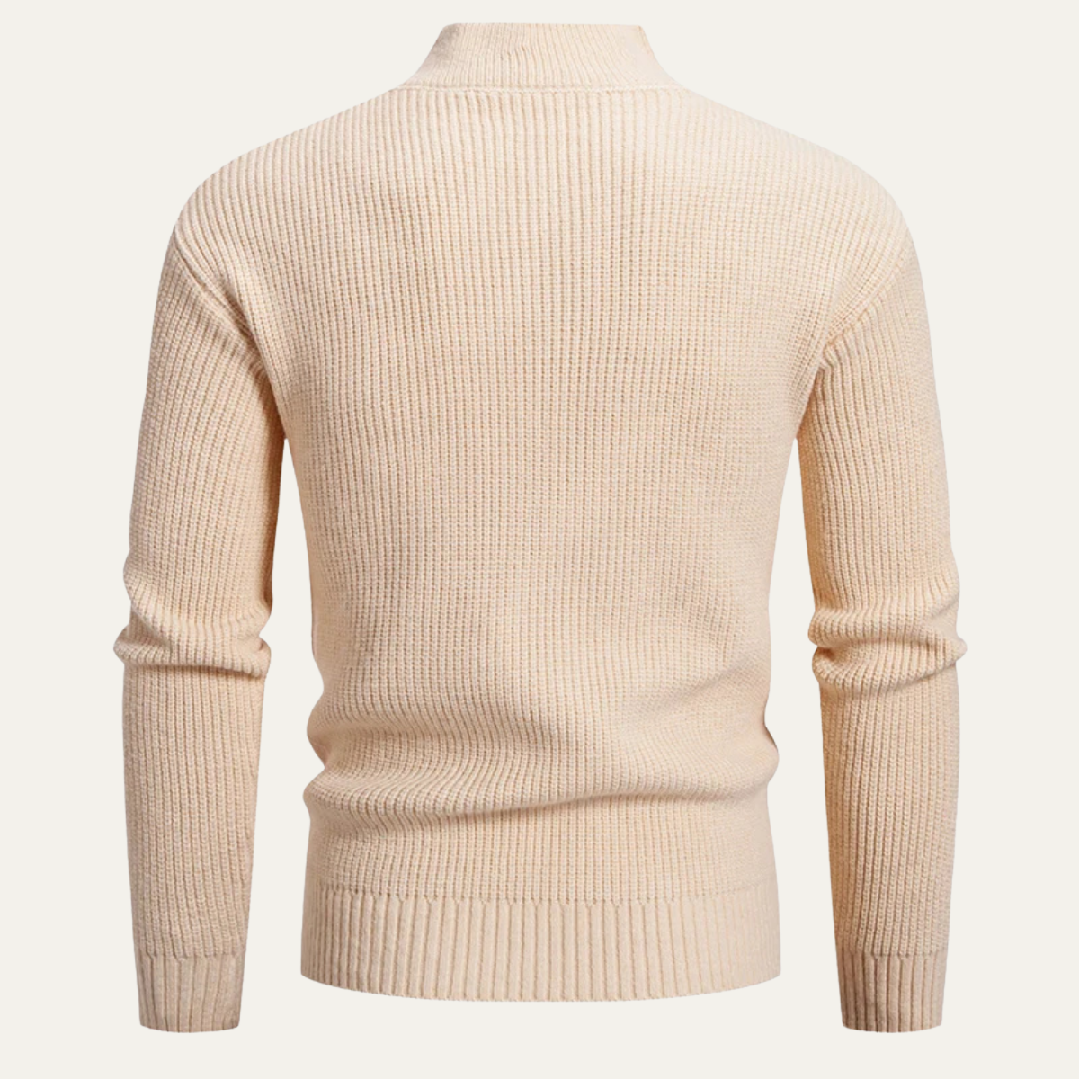 Men's Cable Knit Sweater High Neck Button Collar