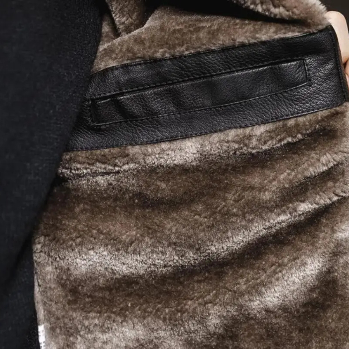 Menton Men's Shearling Leather Jacket Fleece Lined