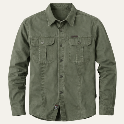 Men's Cotton Cargo Shirt Solid Color Multi Pocket - Vonnera