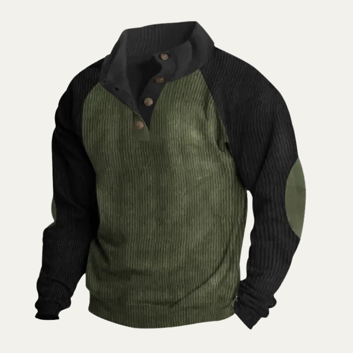Men's Corduroy Sweater Colorblock Stand Up Collar