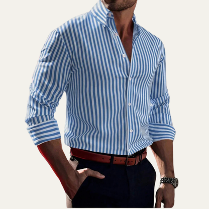 Men's Casual Button-Down Striped Shirt