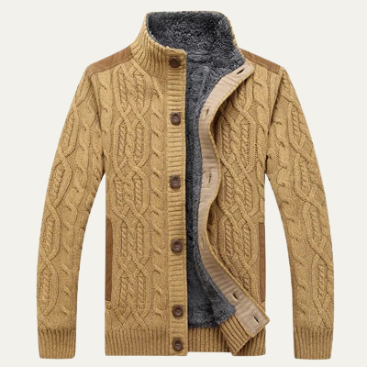 Men's Wool Cardigan Zip Up Fleece Knit - Vonnera