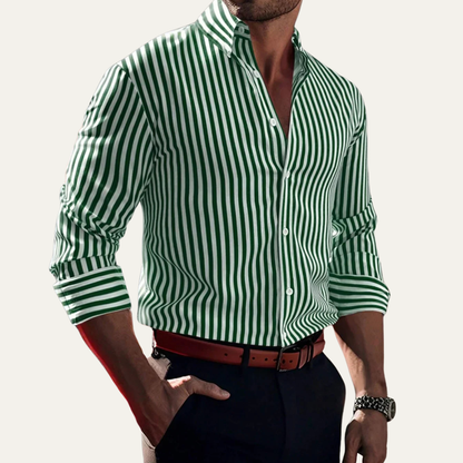 Men's Casual Button-Down Striped Shirt