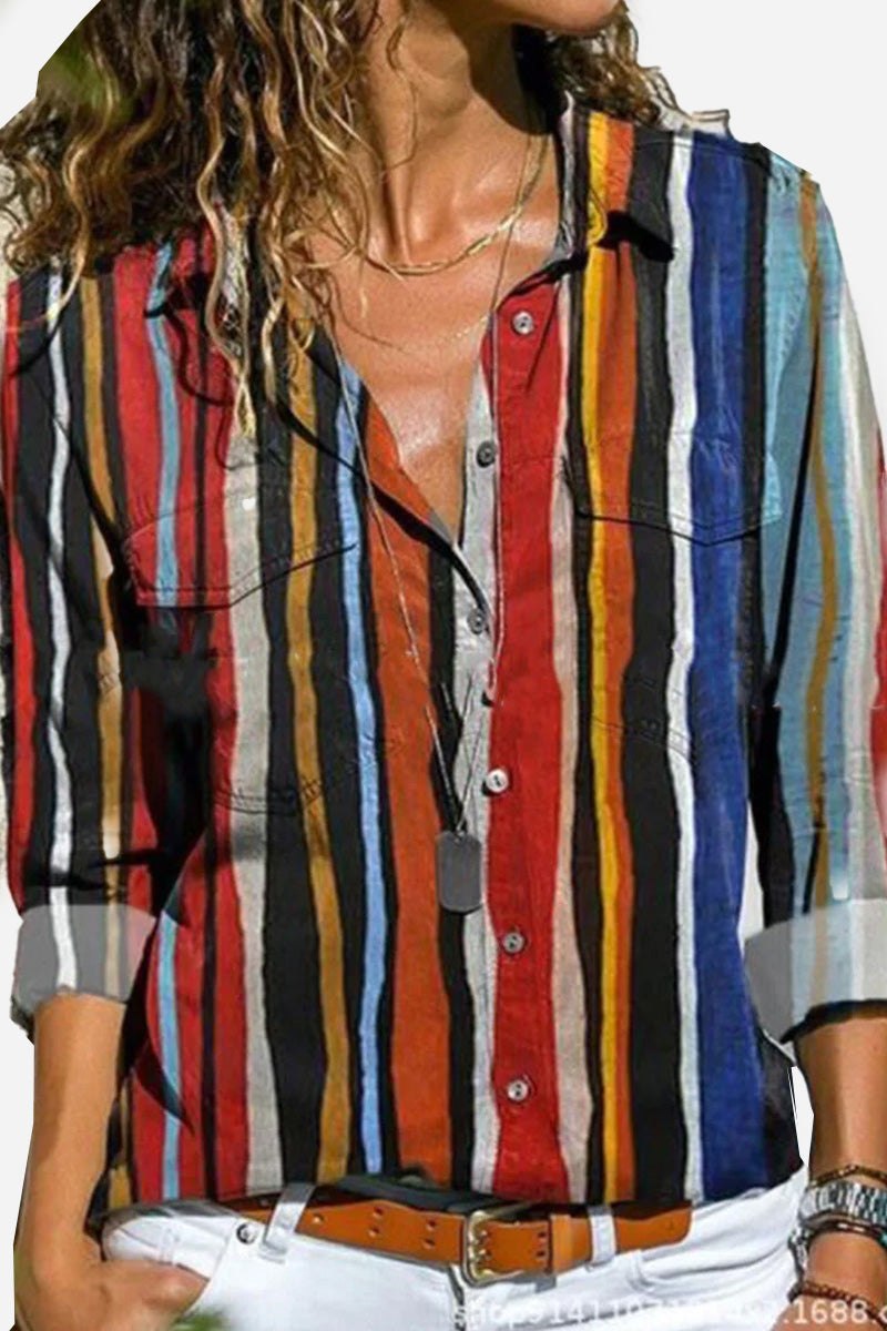 Women's Striped Long Sleeve Shirt - Vonnera