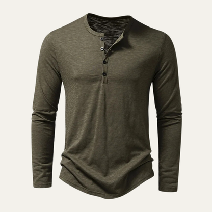 Men's Cotton Henley T-Shirt Casual Button Neck