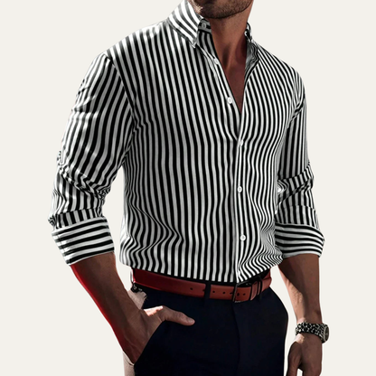 Men's Casual Button-Down Striped Shirt