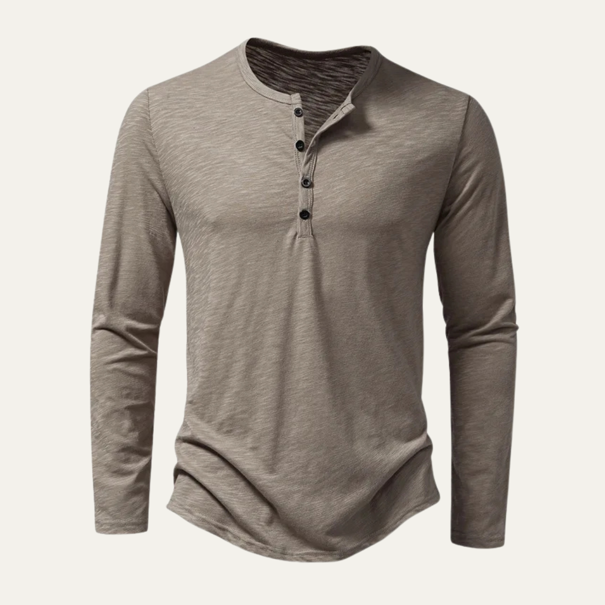 Men's Cotton Henley T-Shirt Casual Button Neck