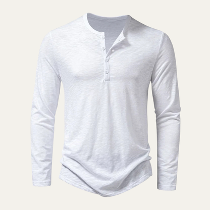 Men's Cotton Henley T-Shirt Casual Button Neck