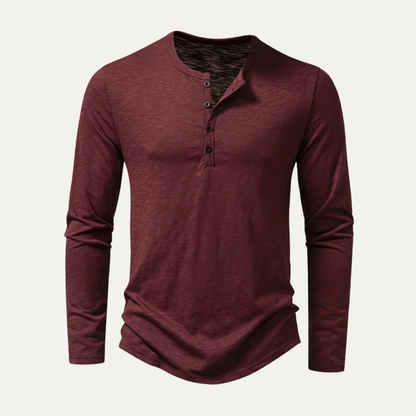 Men's Cotton Henley T-Shirt Casual Button Neck