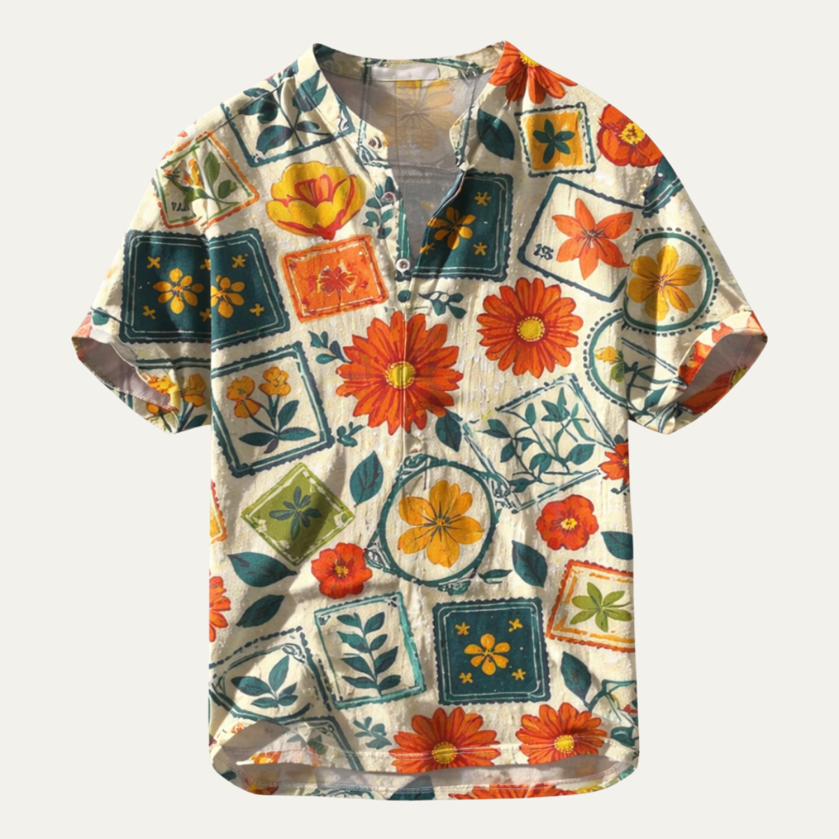 Men's Hawaiian Shirt Tropical Print Button Up - Vonnera