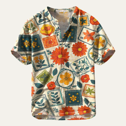 Men's Hawaiian Shirt Tropical Print Button Up - Vonnera