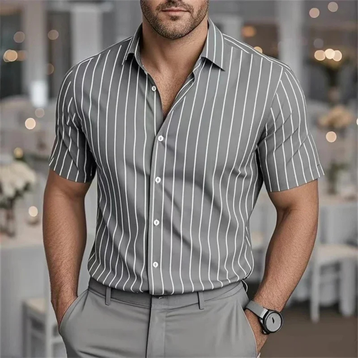 Men's Striped Breathable Summer Shirt