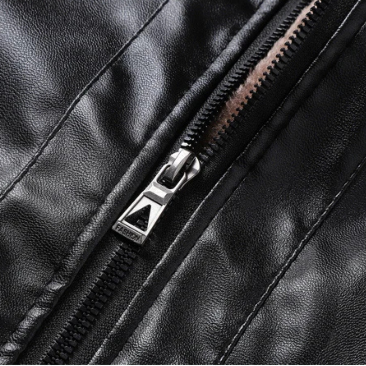 Men's Leather Biker Jacket Fleece Lined Brown