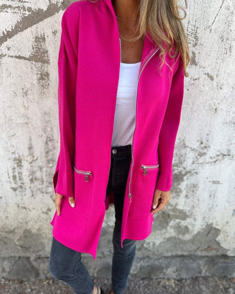Women's Long Zip Front Cardigan