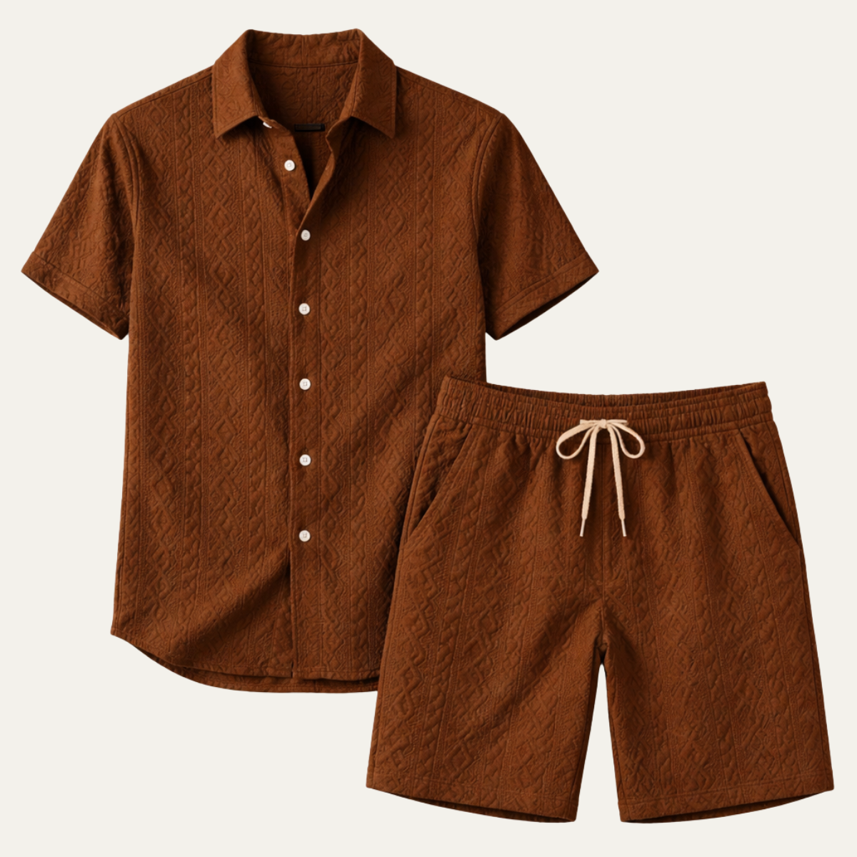 Men's Knitted Summer Shorts Set Cotton Shirt - Vonnera
