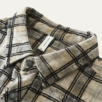 Men's Plaid Cotton Shirt Brushed Vintage Style