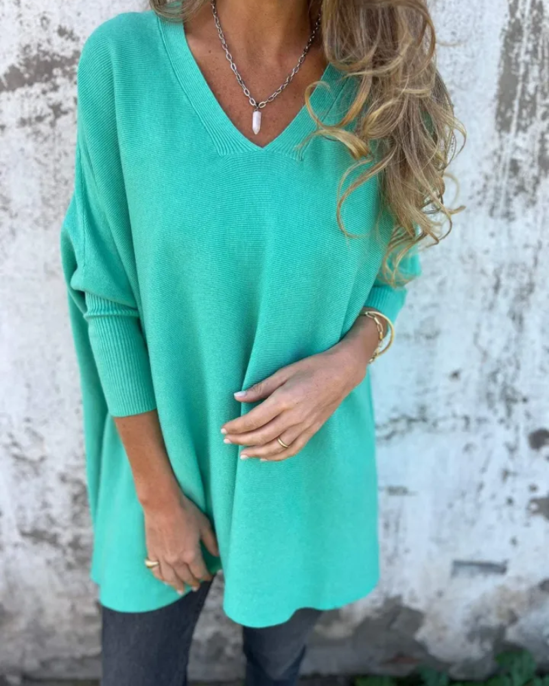 Women's V Neck Sweater Loose Fit Long Sleeve - Vonnera