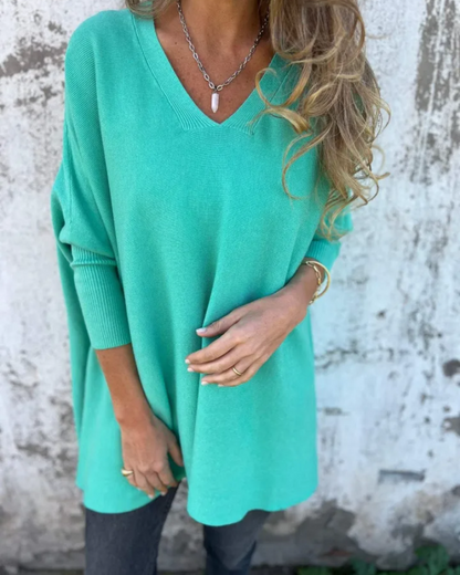 Women's V Neck Sweater Loose Fit Long Sleeve - Vonnera