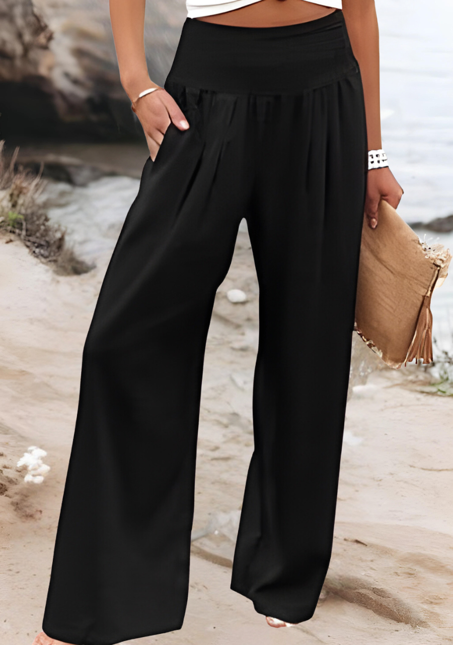 Women's Wide Leg Smocked Waist Trousers