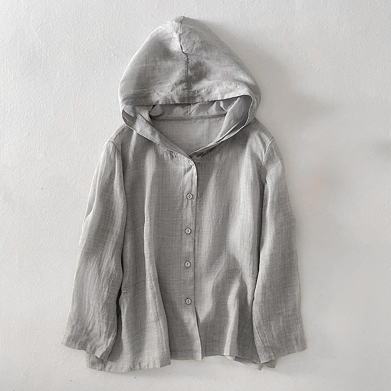 Women's Linen Hoodie Lightweight Beige