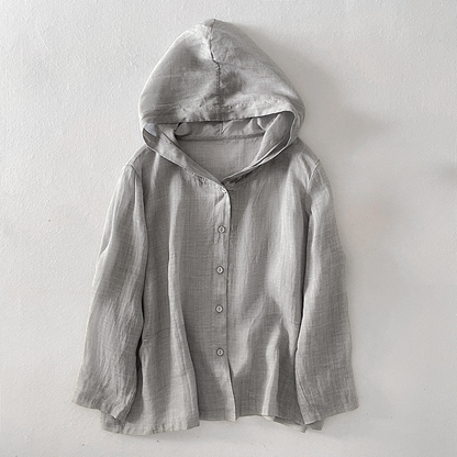 Women's Linen Hoodie Lightweight Beige