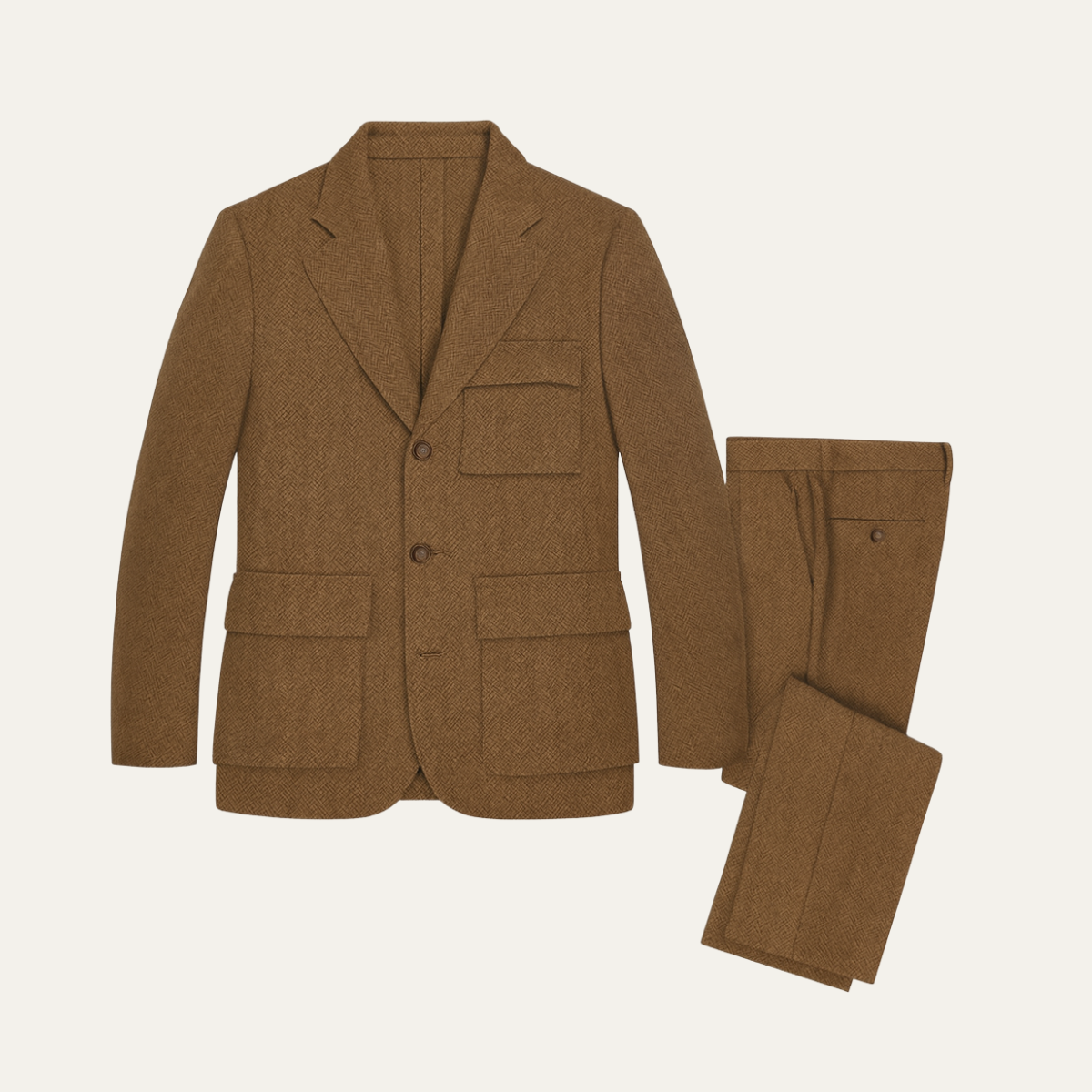Men's Tweed Suit Herringbone Blazer Waistcoat Trousers - Vonnera