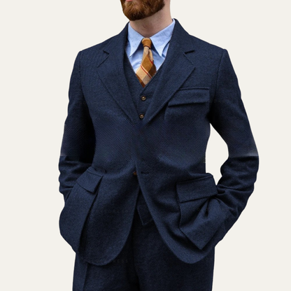 Men's 3 Piece Tweed Suit Herringbone Blazer Waistcoat Trousers