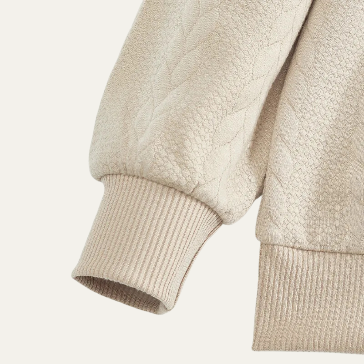 Men's Knitted Sweater Stand Up Collar Jacquard Beige