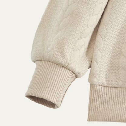 Men's Knitted Sweater Stand Up Collar Jacquard Beige