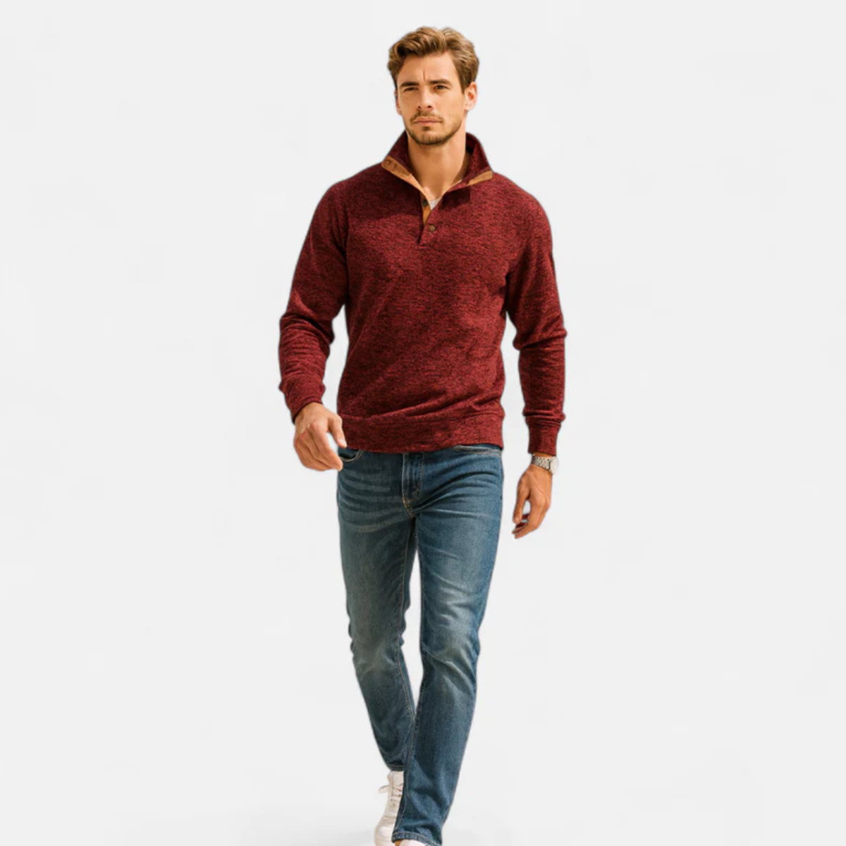 Men's Knitted Sweater Elbow Patches Heritage Style