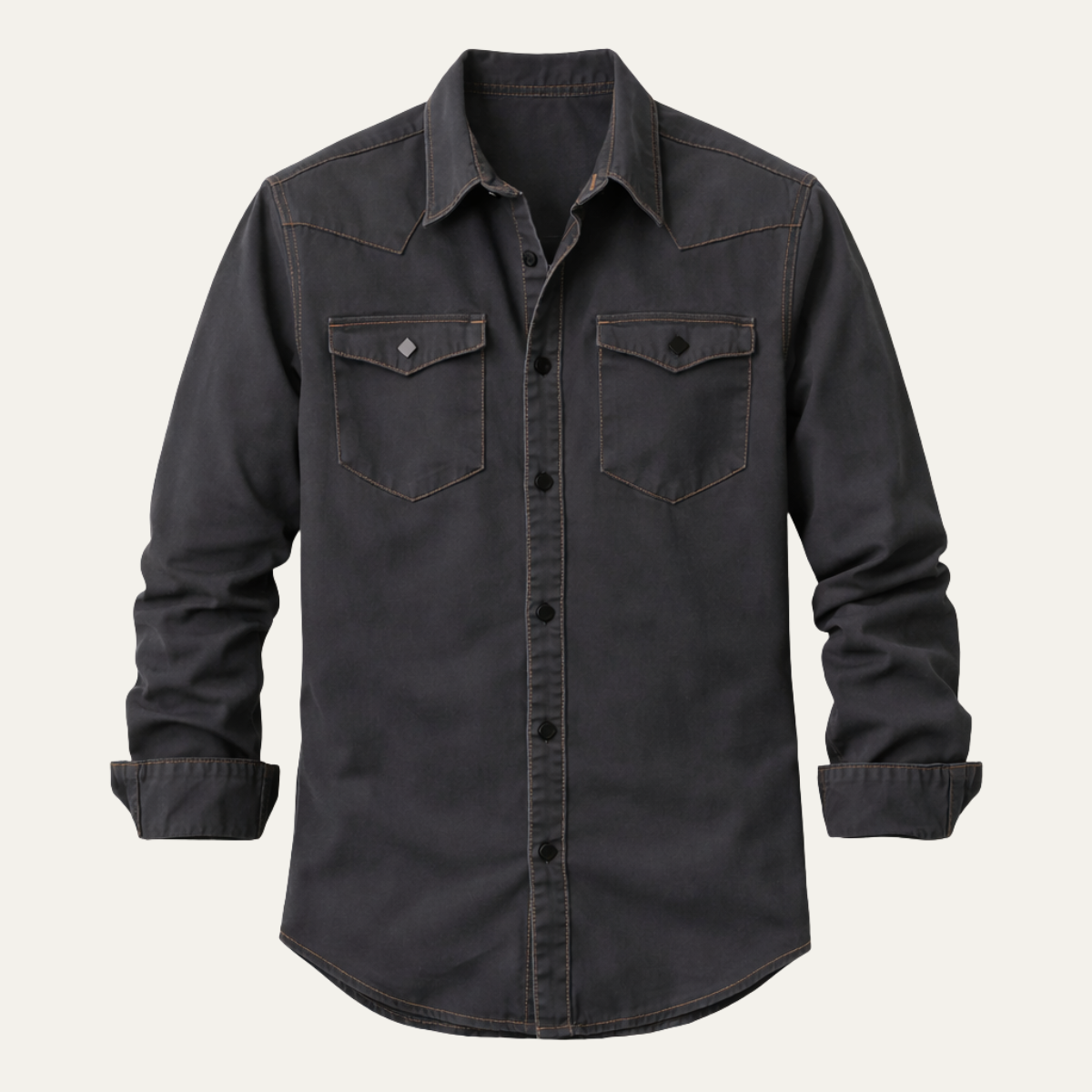 Men's Vintage Denim Shirt Dark Grey - Vonnera
