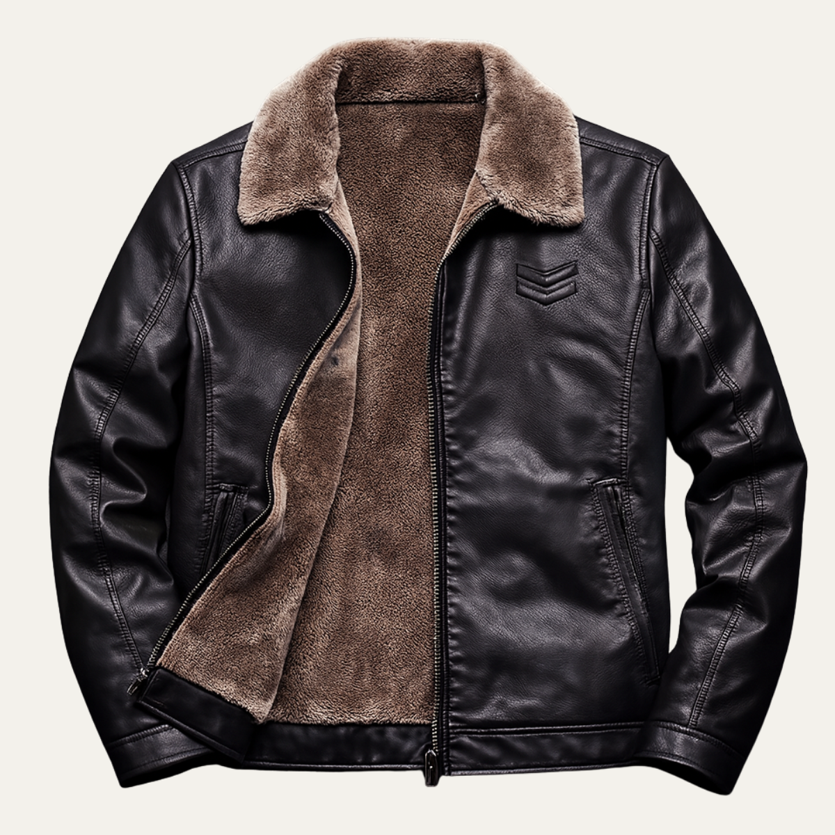 Menton Men's Shearling Leather Jacket Fleece Lined - Vonnera